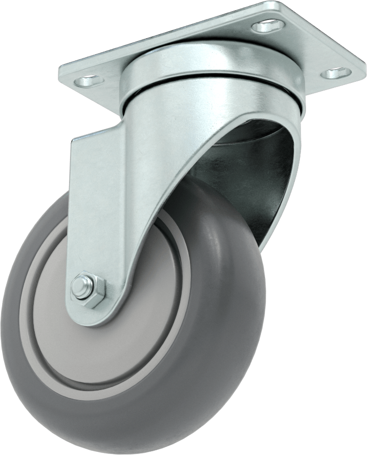 Mighty-Lite Tekerlek, 3-5/8“ x 2-1/2” Plaka, 4 inç Çapında 80A Kauçuk Tekerlekli Döner Ayak