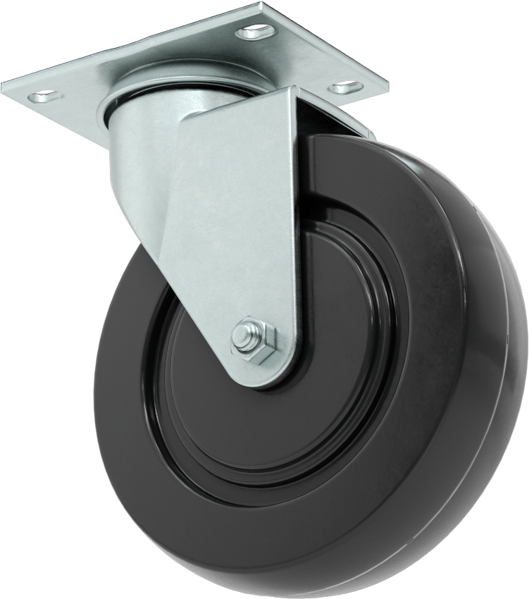 Mighty-Lite Tekerlek, 3-5/8“ x 2-1/2” Plaka, 5" Çapında 80A Kauçuk Tekerlekli Döner Tekerlek