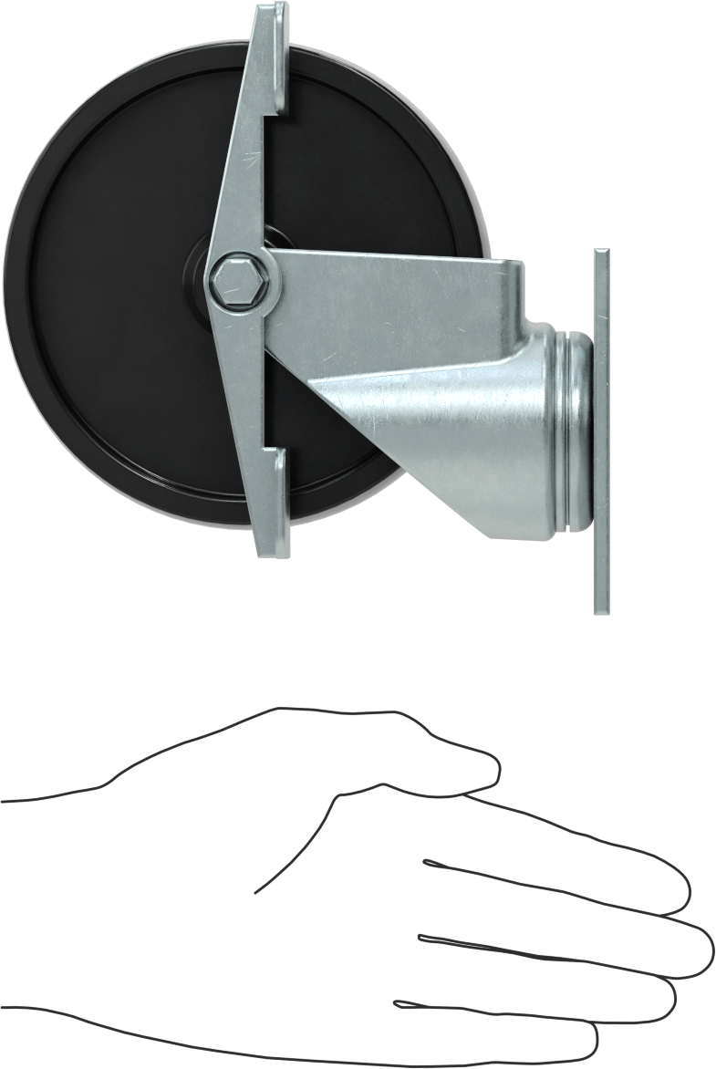 Mighty-Lite Tekerlek, 3-5/8“ x 2-1/2” Plaka, Frenli Döner Tekerlek ve 5 inç 80A Kauçuk Tekerlek