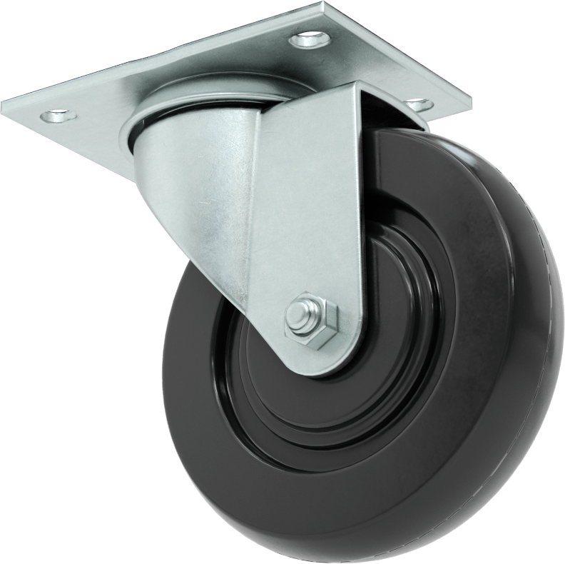 Mighty-Lite Tekerlek, 3-3/4“ x 2-1/2” Plaka, 4 inç Çapında 80A Kauçuk Tekerlekli Döner Ayak