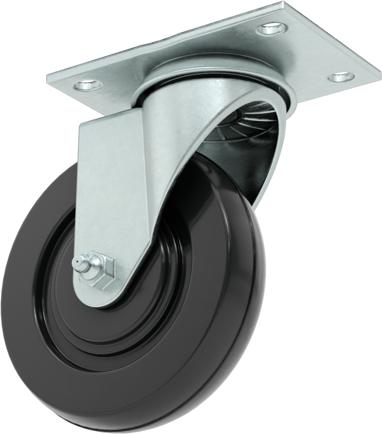 Mighty-Lite Tekerlek, 3-3/4“ x 2-1/2” Plaka, 4 inç Çapında 80A Kauçuk Tekerlekli Döner Ayak
