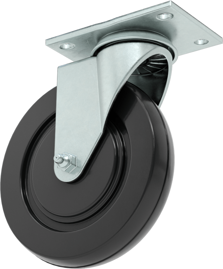 Mighty-Lite Tekerlek, 3-3/4“ x 2-1/2” Plaka, 5" Çapında 80A Kauçuk Tekerlekli Döner Tekerlek