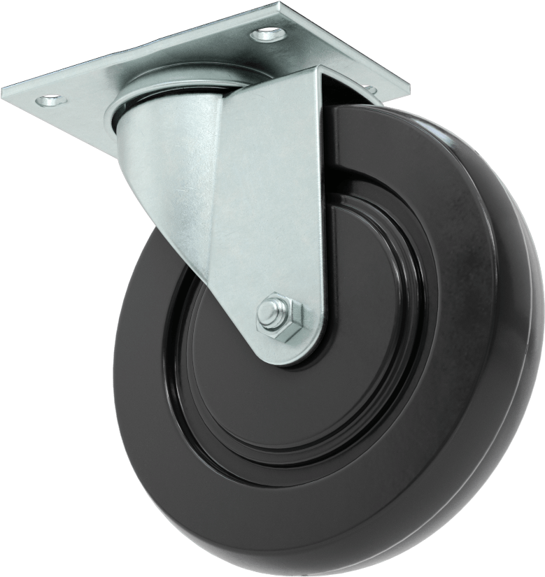 Mighty-Lite Tekerlek, 3-3/4“ x 2-1/2” Plaka, 5" Çaplı 80D Kauçuk Tekerlekli Döner