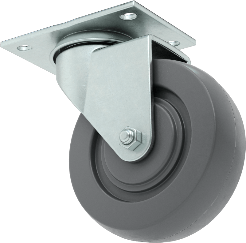 Mighty-Lite Tekerlek, 3-3/4“ x 2-1/2” Plaka, 4 inç Çapında 60A Kauçuk Tekerlekli Döner Ayak