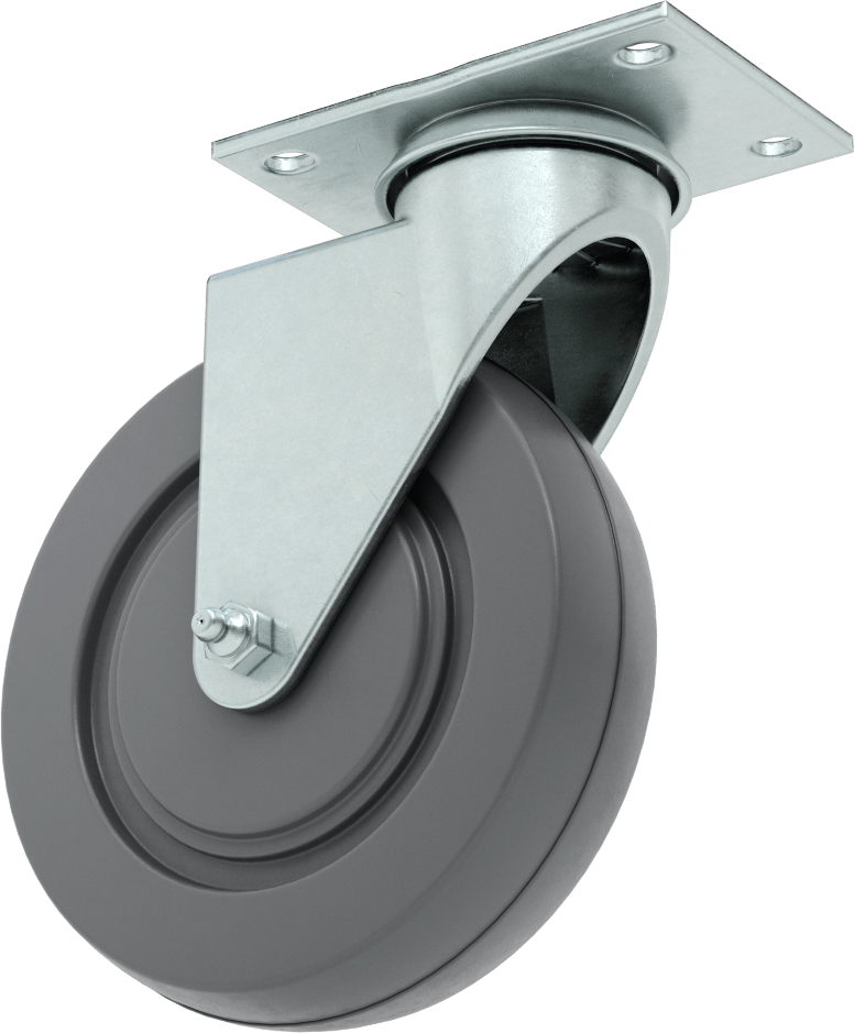 Mighty-Lite Tekerlek, 3-3/4“ x 2-1/2” Plaka, 5" Çaplı 60A Kauçuk Tekerlekli Döner Tekerlek