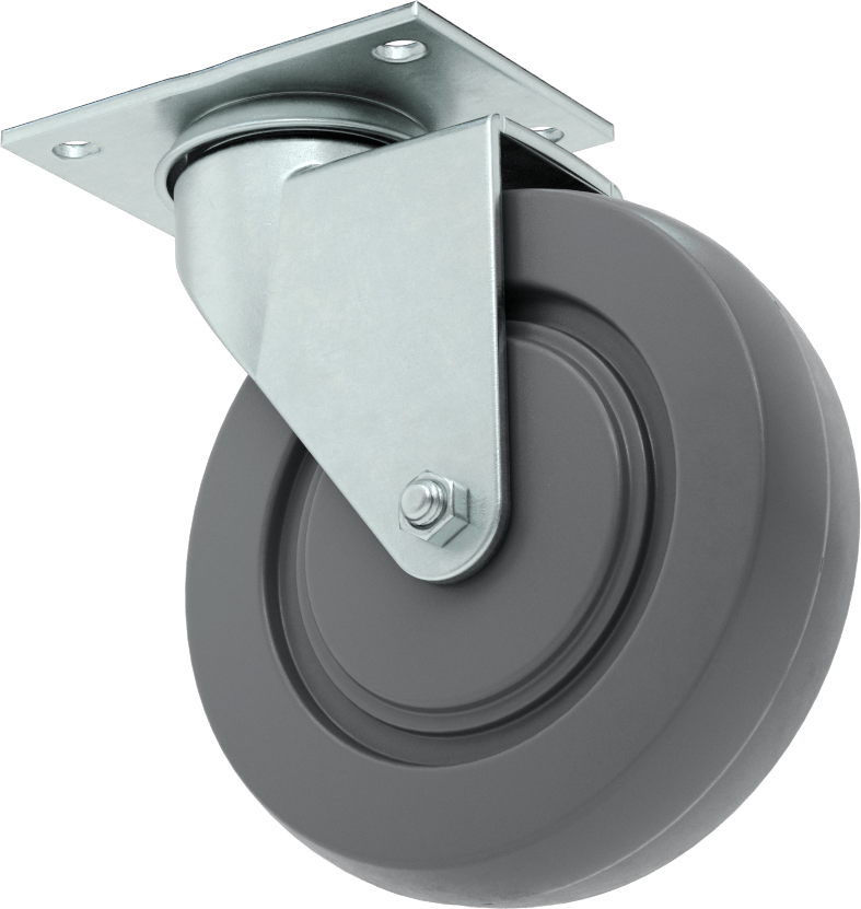 Mighty-Lite Tekerlek, 3-3/4“ x 2-1/2” Plaka, 5" Çaplı 60A Kauçuk Tekerlekli Döner Tekerlek