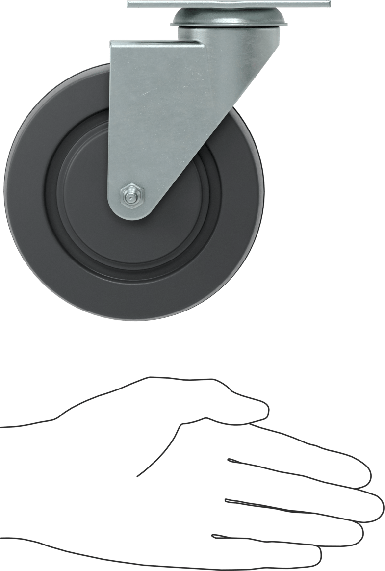 Mighty-Lite Tekerlek, 3-3/4“ x 2-1/2” Plaka, 5" Çaplı 60A Kauçuk Tekerlekli Döner Tekerlek