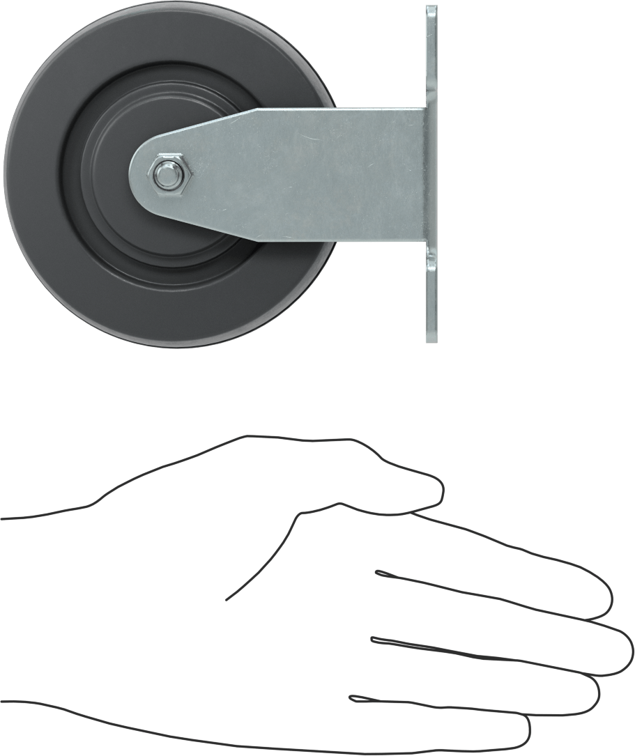 Mighty-Lite Tekerlek, 3-3/4“ x 2-3/4” Plaka, 4 inç Çapında 60A Kauçuk Tekerlekli Sert