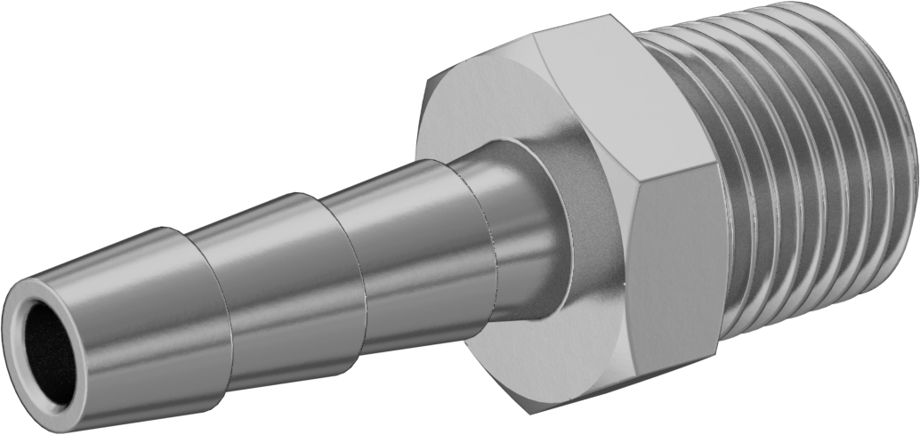 İçme Suyu için Dikenli Hortum Bağlantı Parçası, 3/16" Hortum İç Çapı x 1/8 NPTF Erkek için Düz Adaptör