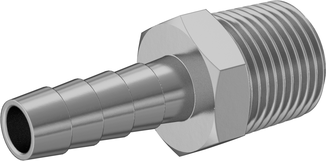 İçme Suyu için Dikenli Hortum Bağlantı Parçası, 5/16" Hortum İç Çapı x 3/8 NPTF Erkek için Düz Adaptör