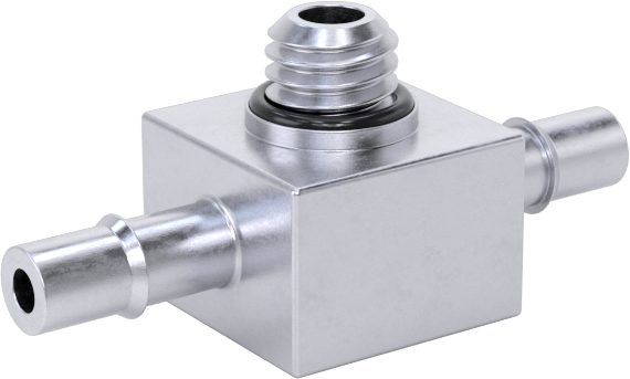 Pirinç Düşük Basınçlı Dikenli Boru Bağlantısı, Nikel Kaplı, Hat Üstü T, 1/8" İç Çap x 10-32 Erkek Boru için