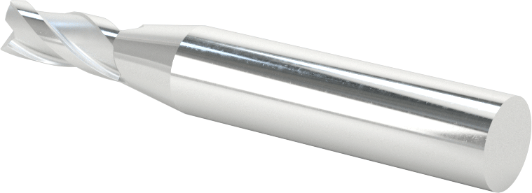 Kaplamasız Yüksek Hızlı Çelik Kare Uçlu Freze, 3 Yiv, 1/4" Freze Çapı, 2-7/16" Toplam Uzunluk