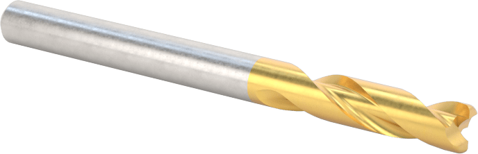 TiN Kaplamalı Karbür Yuvarlak Kenarlı Kare Uçlu Freze, 2 Yiv, 1/8" Freze Çapı, 0,015 inç Köşe Kesim Yarıçapı