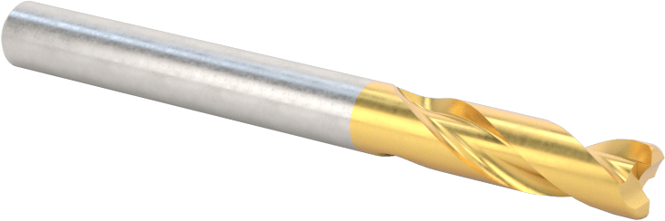 TiN Kaplamalı Karbür Yuvarlak Kenarlı Kare Uçlu Freze, 2 Yiv, 3/16" Freze Çapı, 0,02" Köşe Kesim Yarıçapı