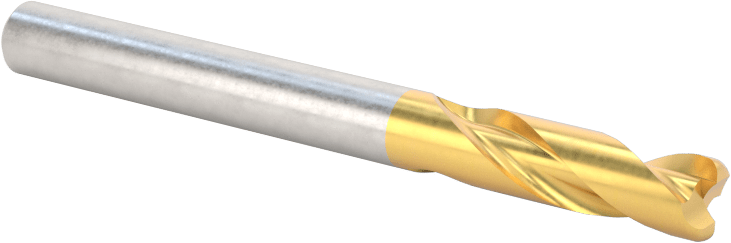 TiN Kaplamalı Karbür Yuvarlak Kenarlı Kare Uçlu Freze, 2 Yiv, 3/16" Freze Çapı, 0,03" Köşe Kesim Yarıçapı