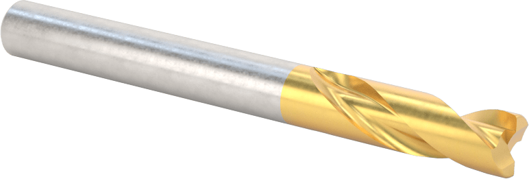 TiN Kaplamalı Karbür Yuvarlak Kenarlı Kare Uçlu Freze, 2 Yiv, 1/4" Freze Çapı, 0,015 inç Köşe Kesim Yarıçapı