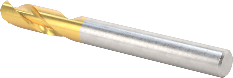TiN Kaplamalı Karbür Yuvarlak Kenarlı Kare Uçlu Freze, 2 Yiv, 1/4" Freze Çapı, 0,015 inç Köşe Kesim Yarıçapı