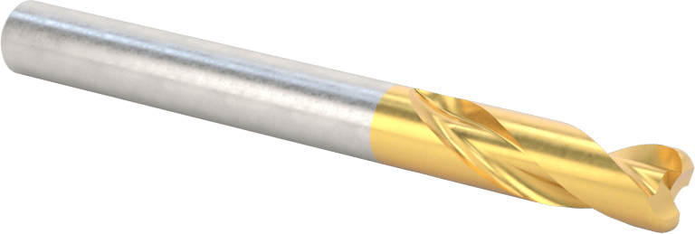 TiN Kaplamalı Karbür Yuvarlak Kenarlı Kare Uçlu Freze, 2 Yiv, 1/4" Freze Çapı, 0,045" Köşe Kesim Yarıçapı