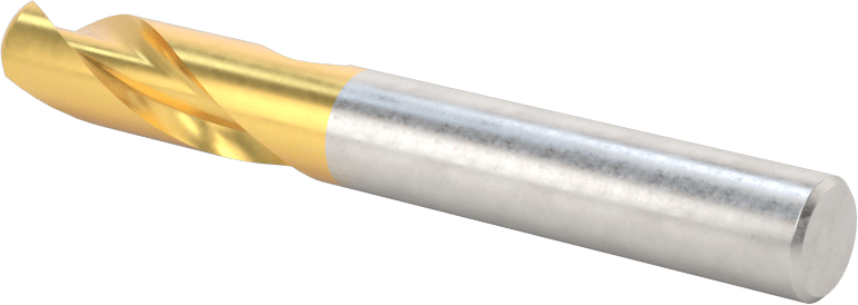 TiN Kaplamalı Karbür Yuvarlak Kenarlı Kare Uçlu Freze, 2 Yiv, 5/16" Freze Çapı, 0,045" Köşe Kesim Yarıçapı