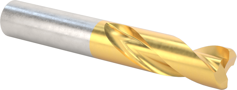 TiN Kaplamalı Karbür Yuvarlak Kenarlı Kare Uçlu Freze, 2 Yiv, 3/8" Freze Çapı, 0,03" Köşe Kesim Yarıçapı