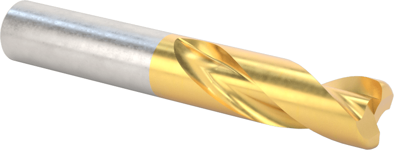 TiN Kaplamalı Karbür Yuvarlak Kenarlı Kare Uçlu Freze, 2 Yiv, 3/8" Freze Çapı, 0,045" Köşe Kesim Yarıçapı
