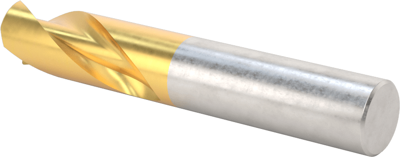 TiN Kaplamalı Karbür Yuvarlak Kenarlı Kare Uçlu Freze, 2 Yiv, 1/2" Freze Çapı, 0,015 inç Köşe Kesim Yarıçapı