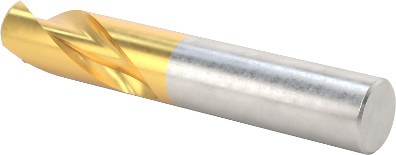 TiN Kaplamalı Karbür Yuvarlak Kenarlı Kare Uçlu Freze, 2 Yiv, 1/2" Freze Çapı, 0,045" Köşe Kesim Yarıçapı