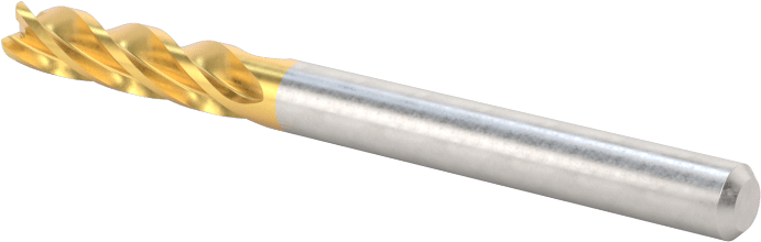 TiN Kaplamalı Karbür Yuvarlak Kenarlı Kare Uçlu Freze, 4 Kanallı, 1/8" Freze Çapı, 0,015 inç Köşe Kesim Yarıçapı