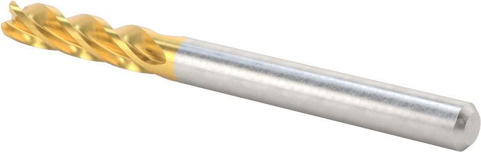 TiN Kaplamalı Karbür Yuvarlak Kenarlı Kare Uçlu Freze, 4 Kanallı, 1/8" Freze Çapı, 0,02" Köşe Kesim Yarıçapı
