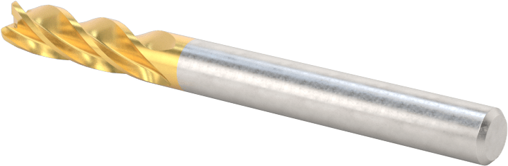 TiN Kaplamalı Karbür Yuvarlak Kenarlı Kare Uçlu Freze, 4 Kanallı, 3/16" Freze Çapı, 0,03" Köşe Kesim Yarıçapı