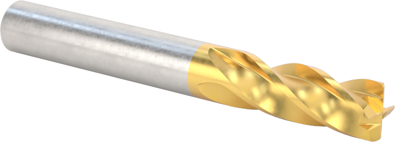 TiN Kaplamalı Karbür Yuvarlak Kenarlı Kare Uçlu Freze, 4 Kanallı, 5/16" Freze Çapı, 0,03" Köşe Kesim Yarıçapı