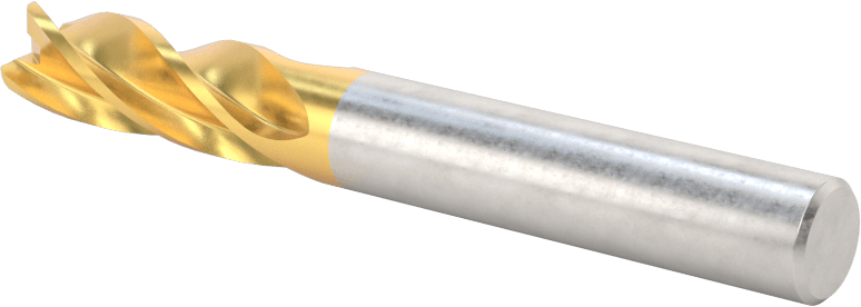 TiN Kaplamalı Karbür Yuvarlak Kenarlı Kare Uçlu Freze, 4 Kanallı, 5/16" Freze Çapı, 0,03" Köşe Kesim Yarıçapı