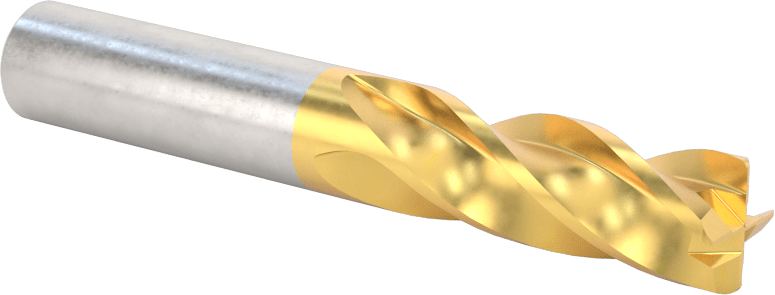 TiN Kaplamalı Karbür Yuvarlak Kenarlı Kare Uçlu Freze, 4 Kanallı, 3/8" Freze Çapı, 0,03" Köşe Kesim Yarıçapı