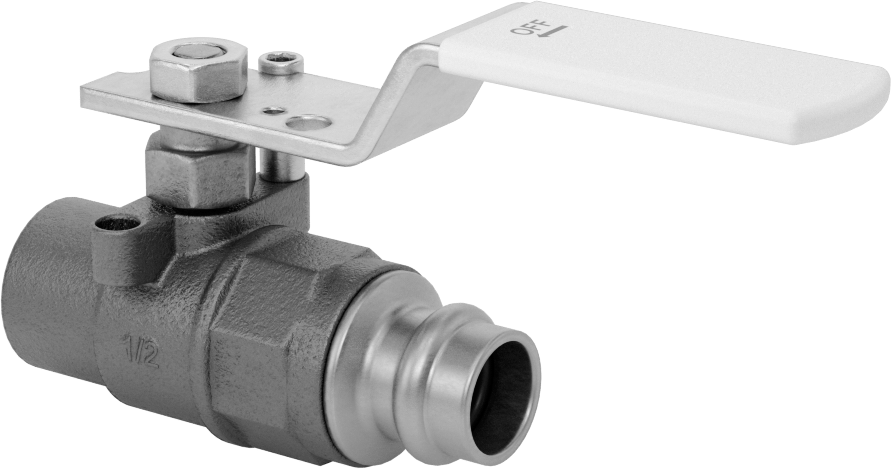 İçme Suyu için Presle Bağlanan Açma/Kapama Vanası, Düz, Bronz, 1/2 Bakır Boru Boyutu için, 1/2 NPT Dişi