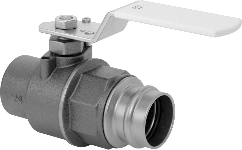 İçme Suyu için Presle Bağlanan Açma/Kapama Vanası, Düz, Bronz, 1-1/4 Bakır Boru için, 1-1/4 NPT Dişi