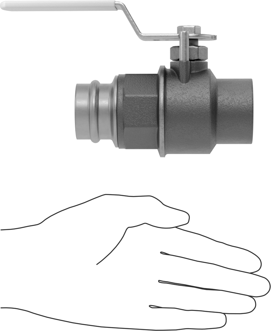 İçme Suyu için Presle Bağlanan Açma/Kapama Vanası, Düz, Bronz, 1-1/4 Bakır Boru için, 1-1/4 NPT Dişi