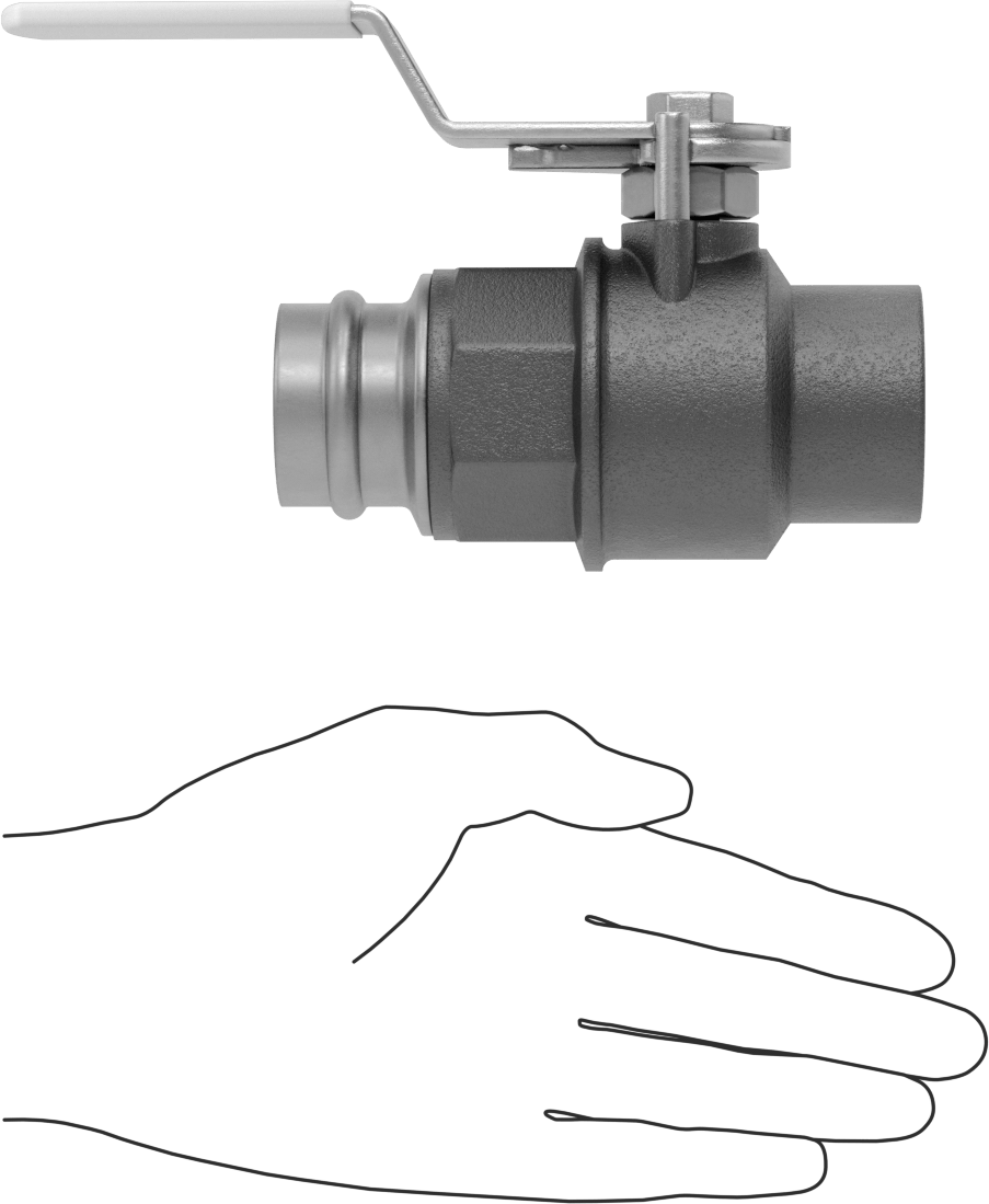 İçme Suyu için Presle Bağlanan Açma/Kapama Vanası, Kilitlenebilir, Bronz, 1-1/4 Bakır Boru için, 1-1/4 NPT Dişi