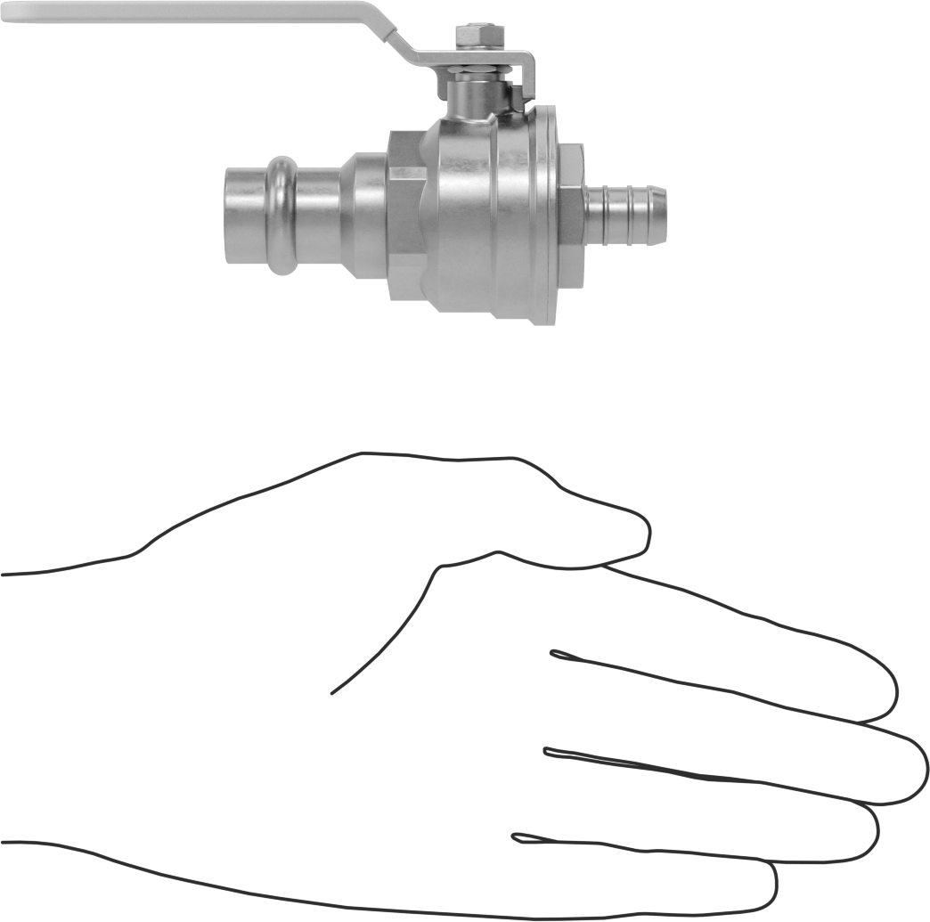 İçme Suyu için Presle Bağlanan Açma/Kapama Vanası, Pirinç, 1/2 Bakır Boru için, 1/2" Boru İç Çapı için Dikenli