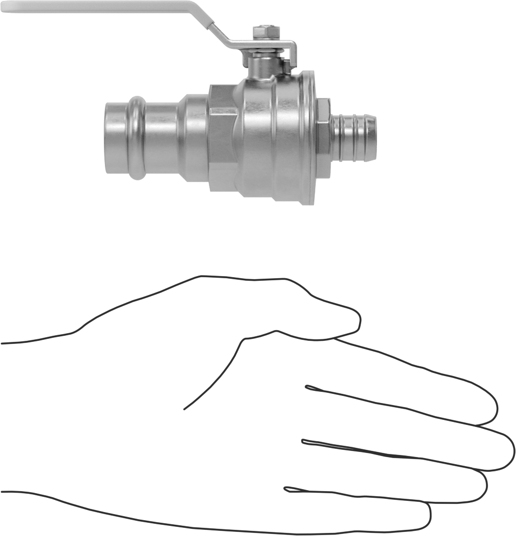 İçme Suyu için Presle Bağlanan Açma/Kapama Vanası, Pirinç, 3/4 Bakır Boru için, 3/4" Boru İç Çapı için Dikenli