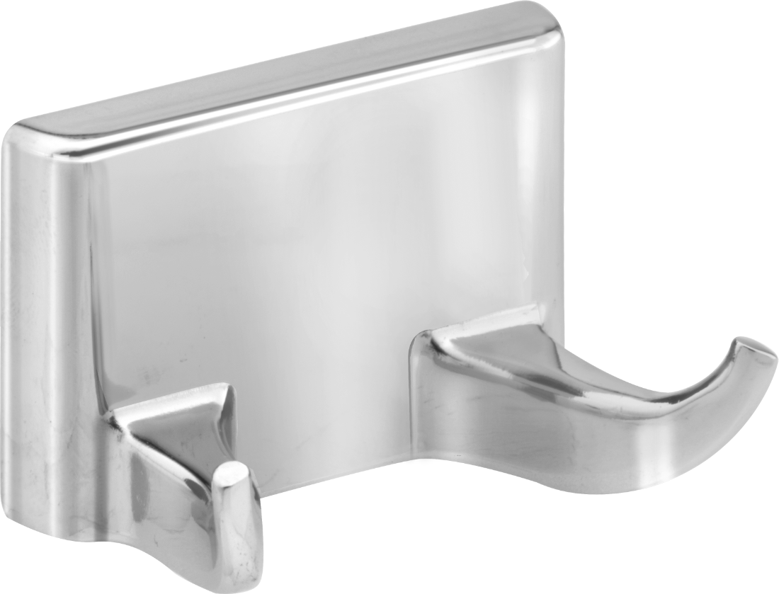Krom Kaplı Çinko Lavabo Kancası, 2 Çatal ile, 1-1/2“ Yükseklik x 2-1/4” Genişlik x 1-1/2" Derinlik