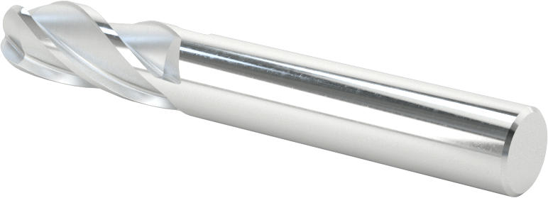 Kaplamasız Yüksek Hızlı Çelik Küresel Freze, 4 Kanallı, 3/8" Freze Çapı, 2-3/4" Toplam Uzunluk