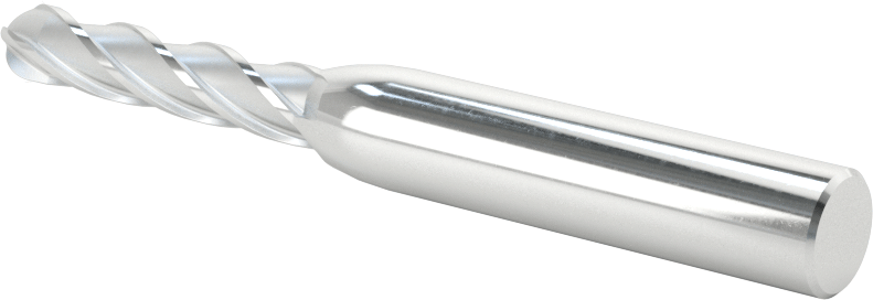 Kaplamasız Yüksek Hızlı Çelik Küresel Freze, 4 Kanallı, 1/4" Freze Çapı, 3-1/16" Toplam Uzunluk