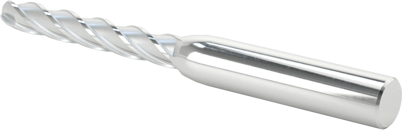 Kaplamasız Yüksek Hızlı Çelik Küresel Freze, 4 Kanallı, 1/4" Freze Çapı, 3-9/16" Toplam Uzunluk