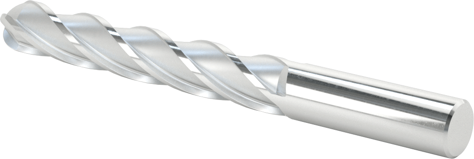Kaplamasız Yüksek Hızlı Çelik Küresel Freze, 4 Kanallı, 5/8" Freze Çapı, 6-1/8" Toplam Uzunluk