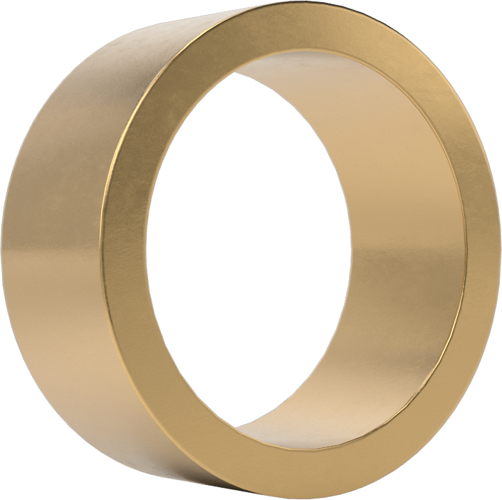 Yüksek Mukavemetli Kimyasal Dayanıklı 954 Bronz Kovanlı Rulman, 1“ Mil Çapı ve 1-1/4” Gövde İç Çapı için, 1/2" Uzunluk