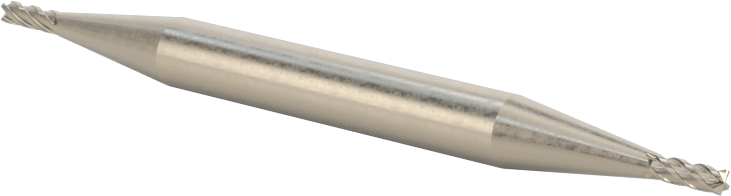 İki Freze Uçlu Kobalt Çelik Kare Uçlu Freze, Kaplamasız, 4 Kanallı, 1/16" Freze Çapı, 3/16" Kesme Uzunluğu
