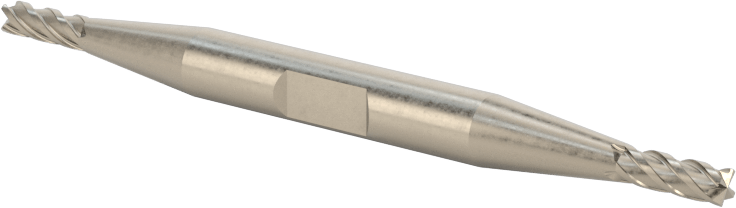 İki Freze Uçlu Kobalt Çelik Kare Uçlu Freze, Kaplamasız, 4 Kanallı, 3/32" Freze Çapı, 2-1/4" Toplam Uzunluk