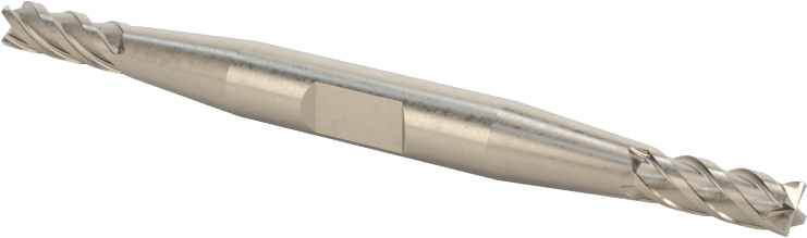 İki Freze Uçlu Kobalt Çelik Kare Uçlu Freze, Kaplamasız, 4 Kanallı, 1/8" Freze Çapı, 3/8" Kesme Uzunluğu