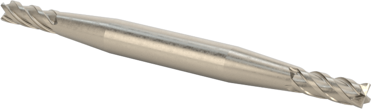 İki Freze Uçlu Kobalt Çelik Kare Uçlu Freze, Kaplamasız, 4 Kanallı, 1/8" Freze Çapı, 3/8" Kesme Uzunluğu