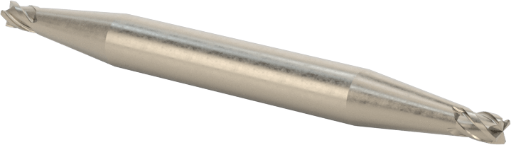 İki Freze Uçlu Kobalt Çelik Kare Uçlu Freze, Kaplamasız, 4 Kanallı, 3/32" Freze Çapı, 2" Toplam Uzunluk